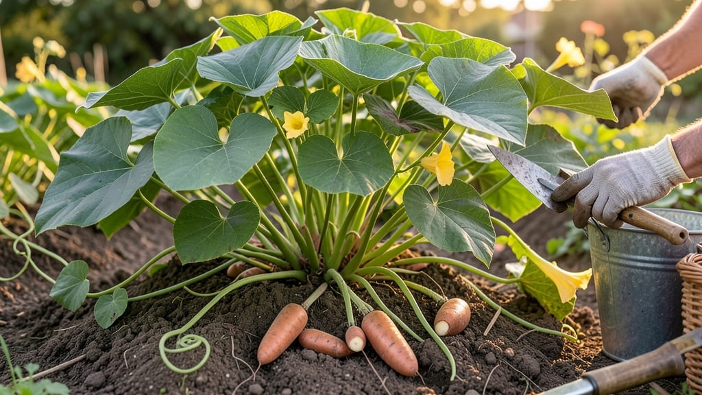 When to Pick Sweet Potatoes From the Garden: Skin Slip Test & Vine Dieback Triggers